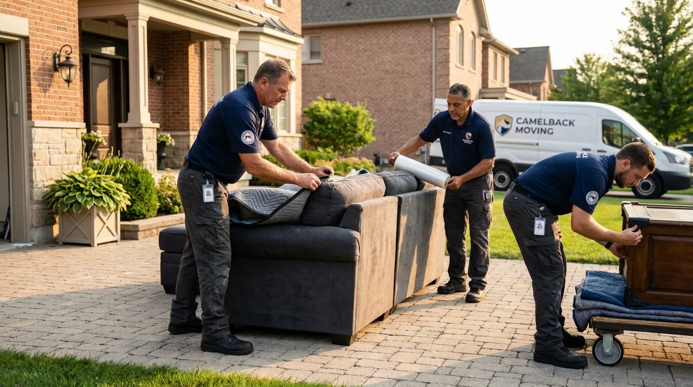 Large estate moving crew wrapping furniture in Florence, OR